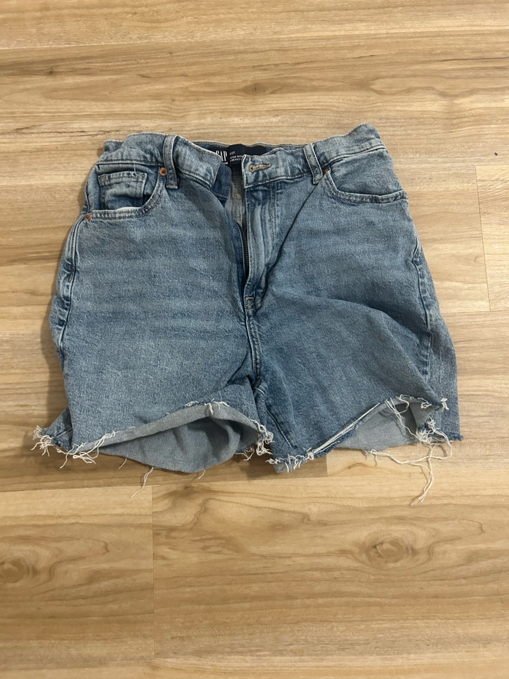 GAP Light Blue Distressed high rise Denim vintage mini short